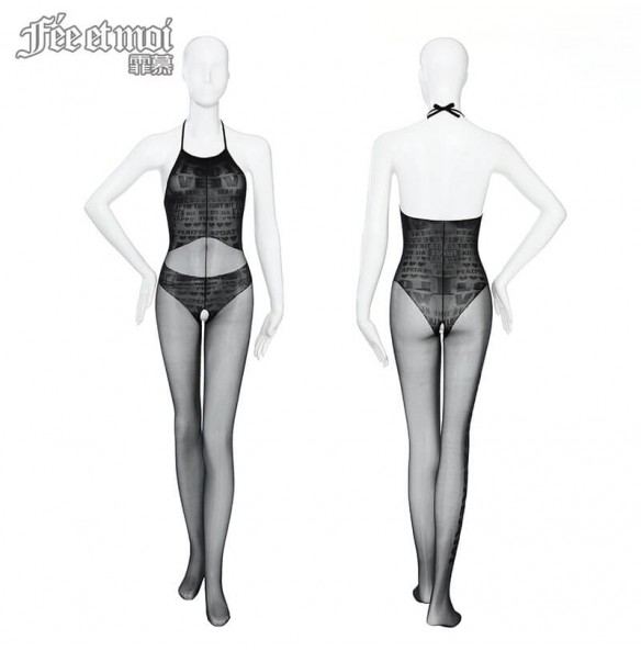 FEE ET MOI Fake Panties Alphabet Hollow Body Stockings (Black) FEE ET MOI Fake Panties Alphabet Hollow Body Stockings (Black)